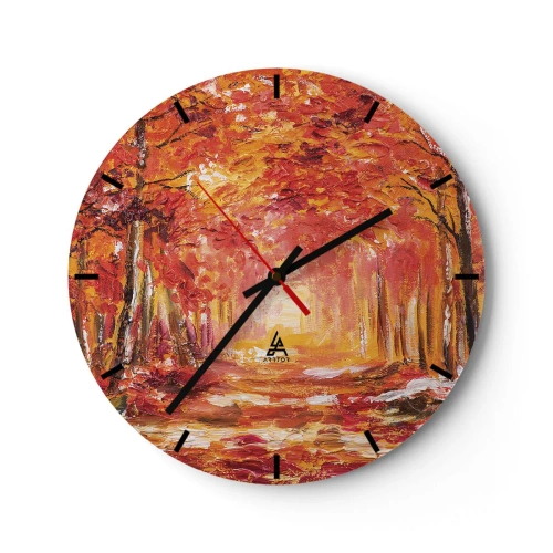 Relógio de parede - Relógio em vidro - Floresta de cobre - 40x40 cm