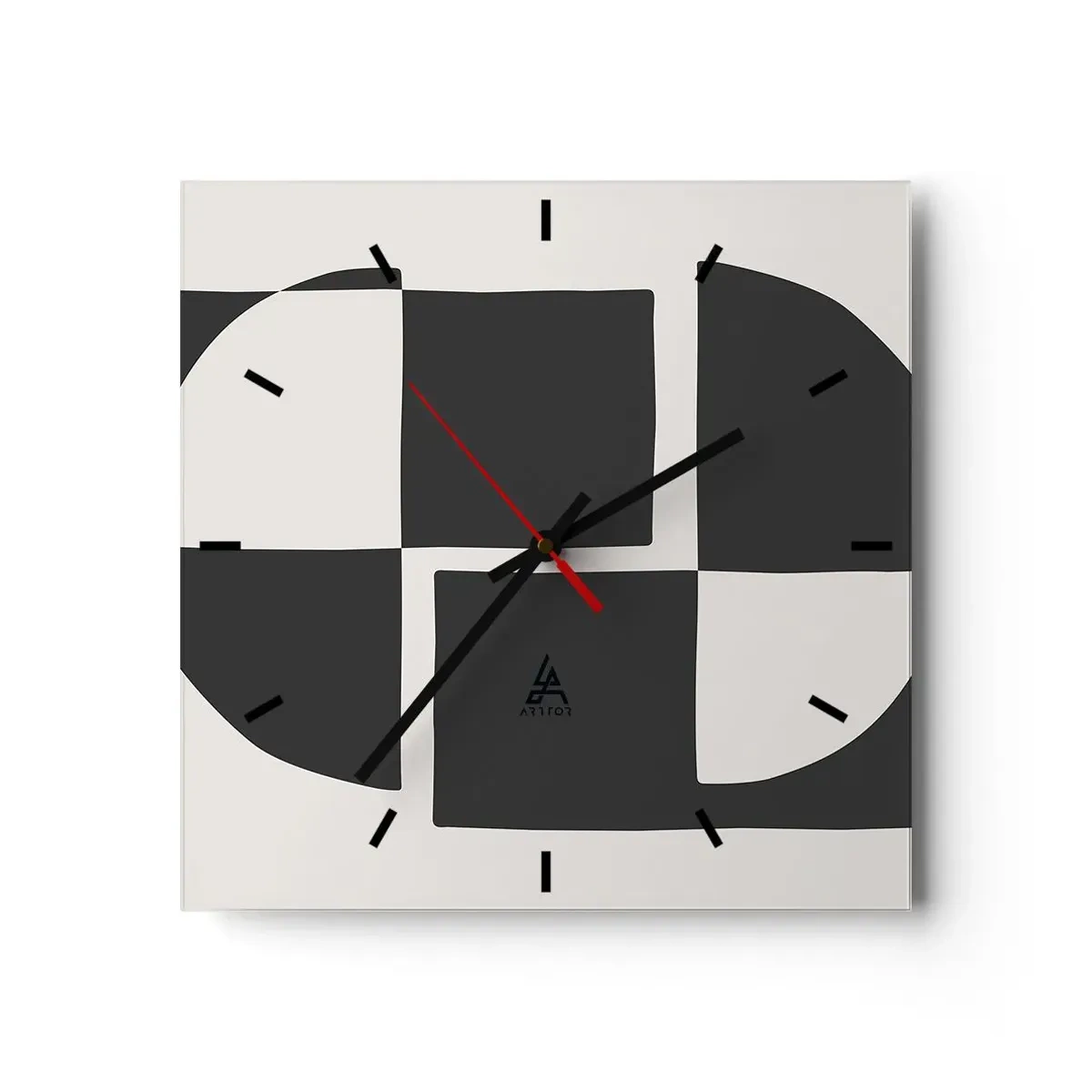 Relógio de parede - Relógio em vidro - Antítese – síntese - 30x30 cm