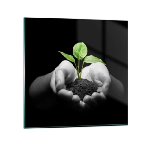 Quadro em vidro - Eu amo a natureza, eu a protejo - 30x30 cm