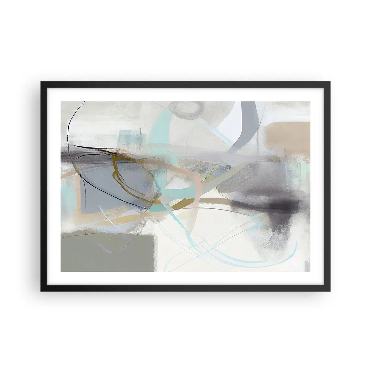 Pôster com moldura preta - Abstração enevoada - 70x50 cm