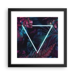 Pôster com moldura preta - Jardim estilo discoteca - 30x30 cm