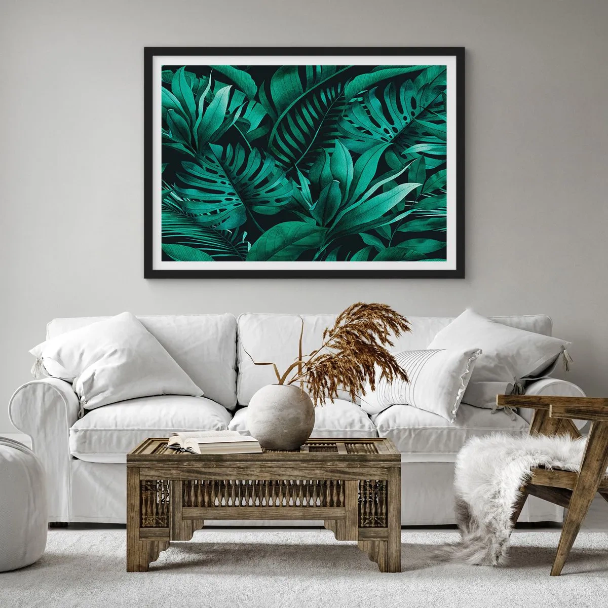 Pôster com moldura preta - A profundidade da vegetação tropical - 100x70 cm