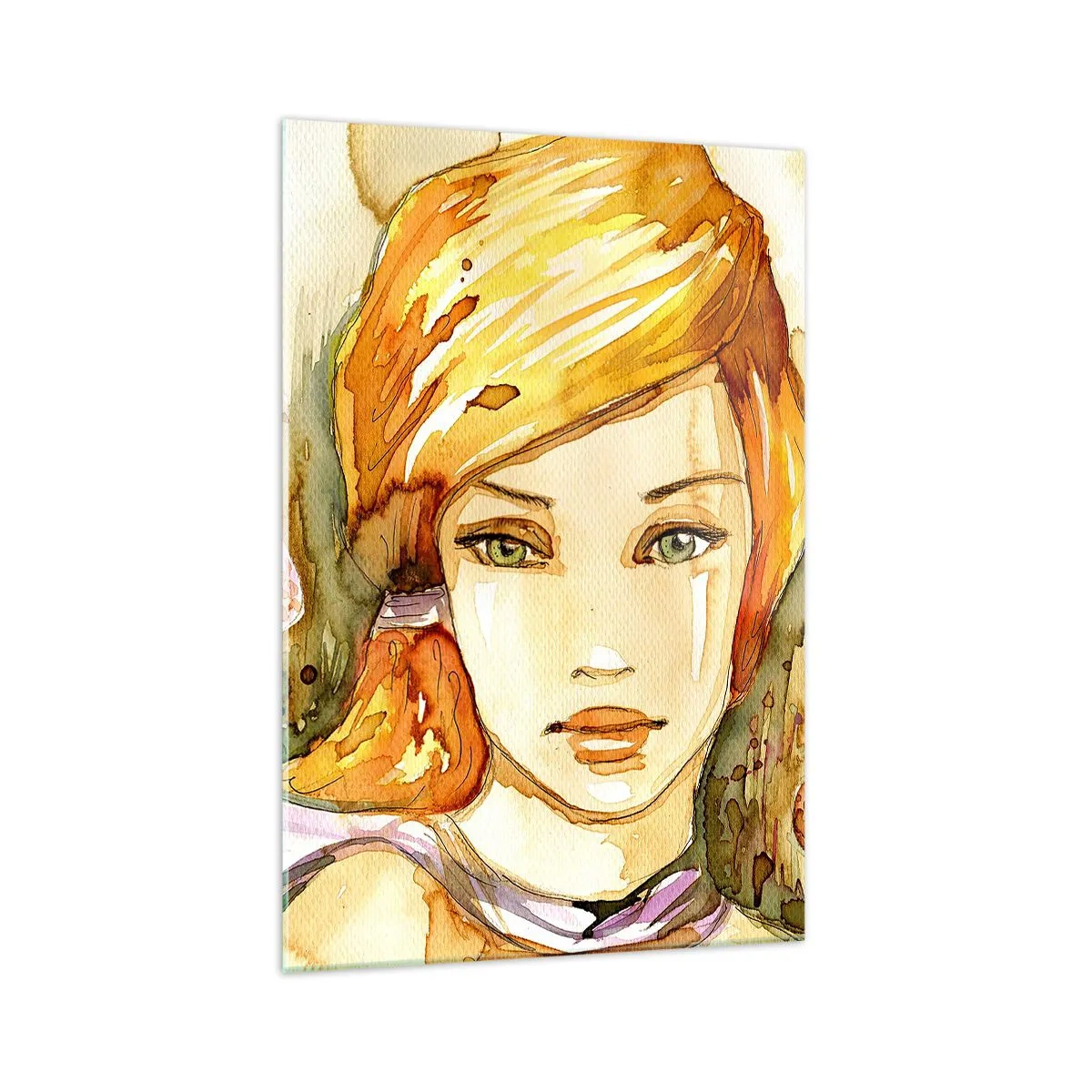Quadro em vidro - Um olhar esmeralda que acalma a raiva - 70x100 cm