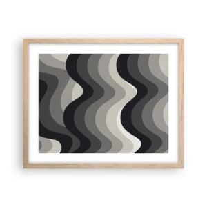 Pôster com moldura de carvalho claro - Onda após onda - 50x40 cm