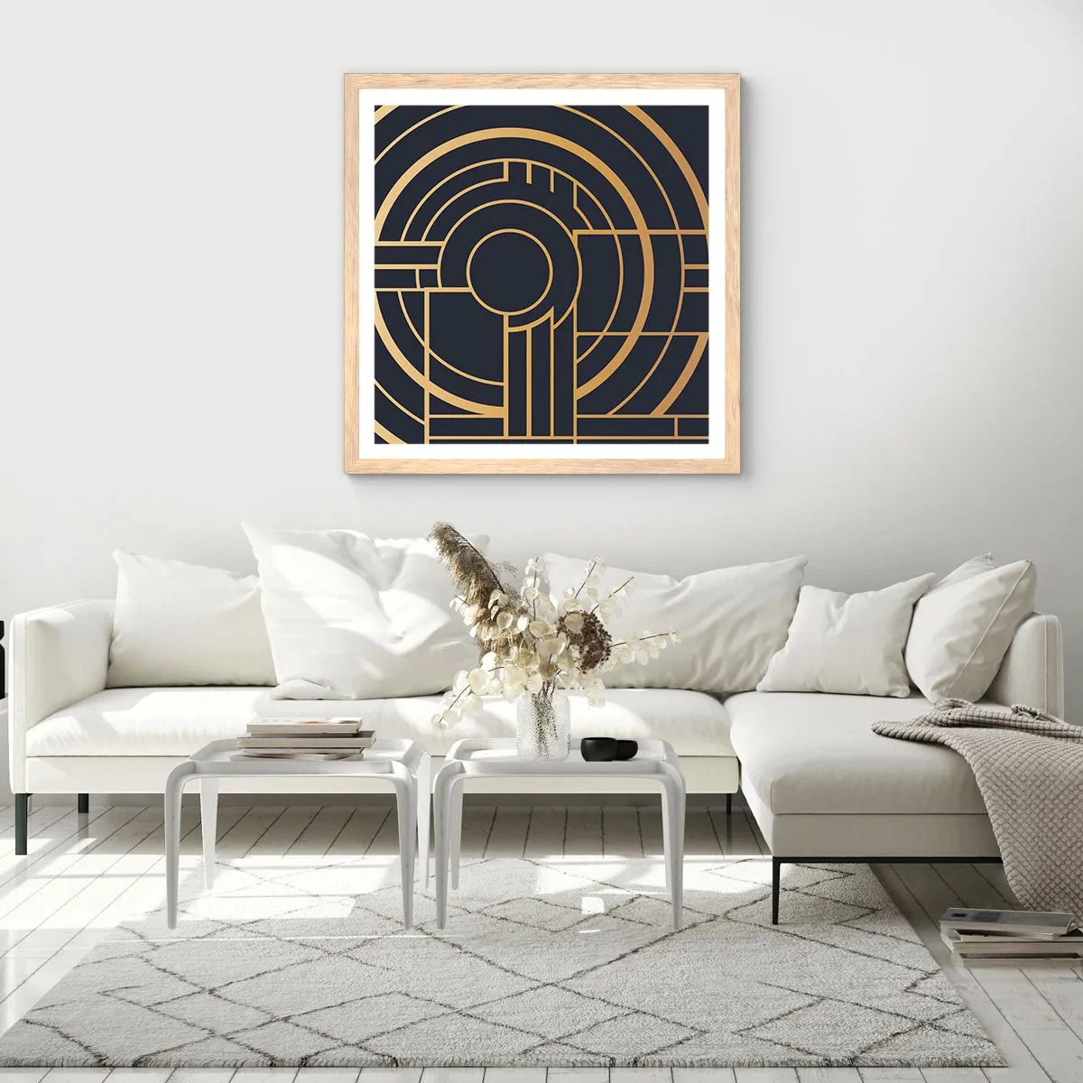 Pôster com moldura de carvalho claro - Rotação das coisas - 60x60 cm