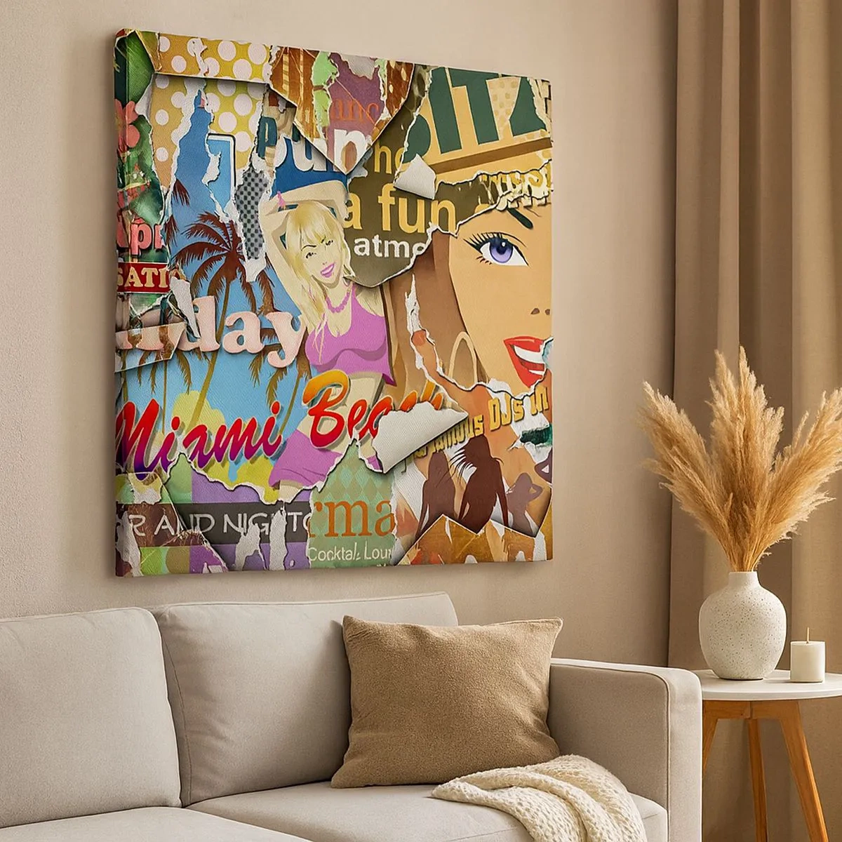 Quadro em tela - Flashbacks das férias - 30x30 cm