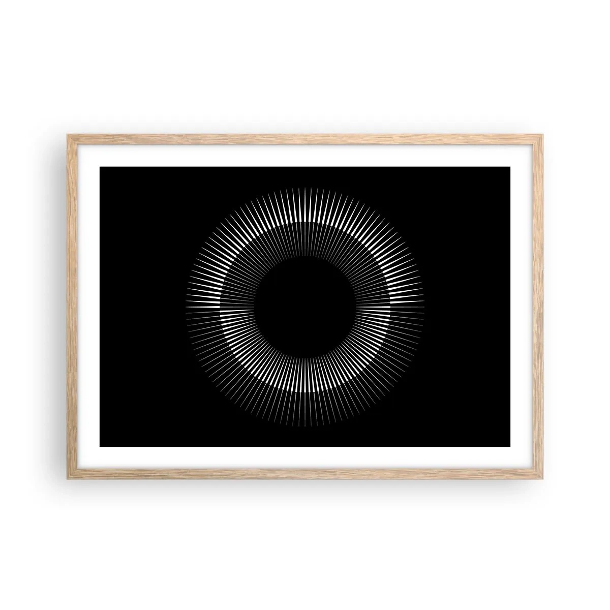 Pôster com moldura de carvalho claro - Sol preto - 70x50 cm