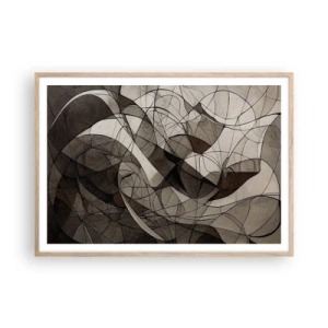 Pôster com moldura de carvalho claro - Circulação das cores da terra - 100x70 cm