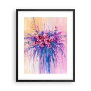 Pôster com moldura preta - Fonte de rosas - 40x50 cm
