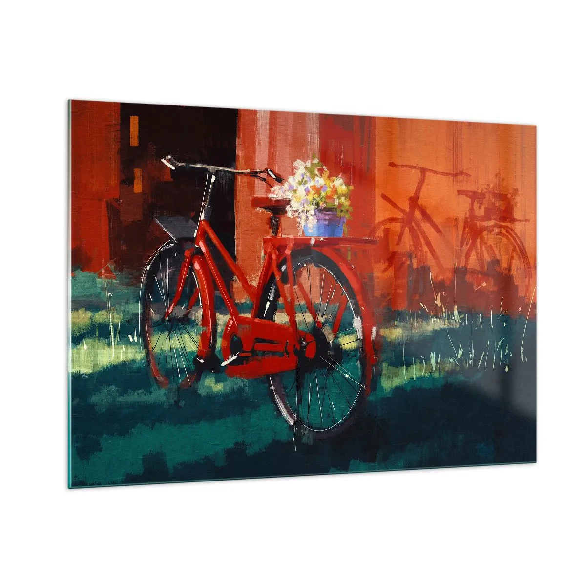 Quadro em vidro - Quero andar de bicicleta - 100x70 cm