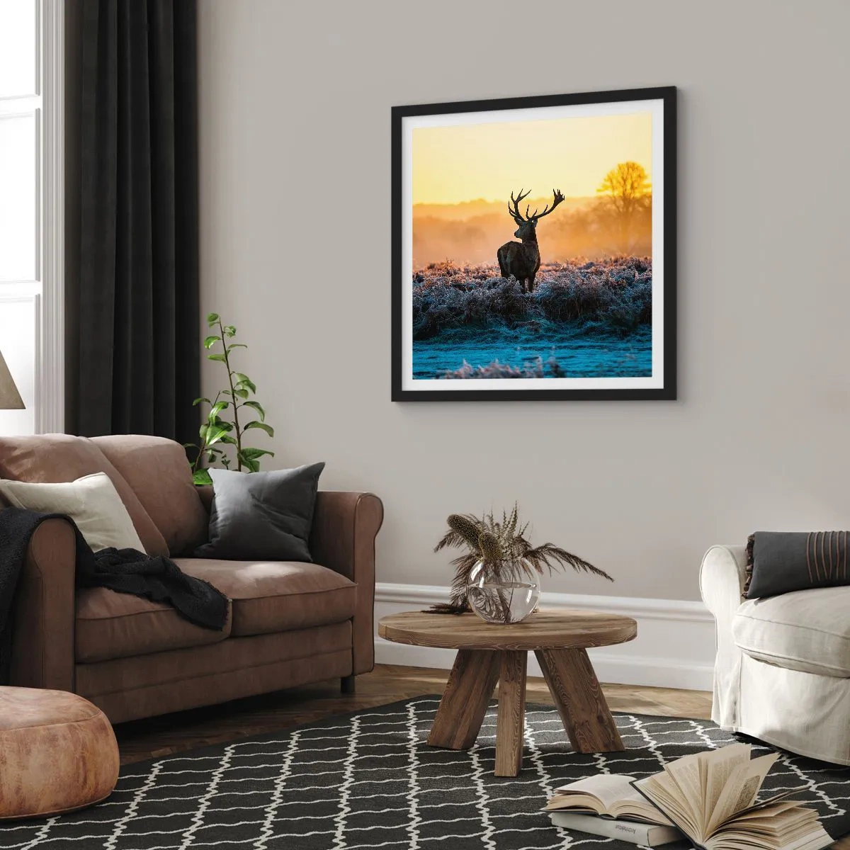 Pôster com moldura preta - Coroado em sua terra - 40x40 cm