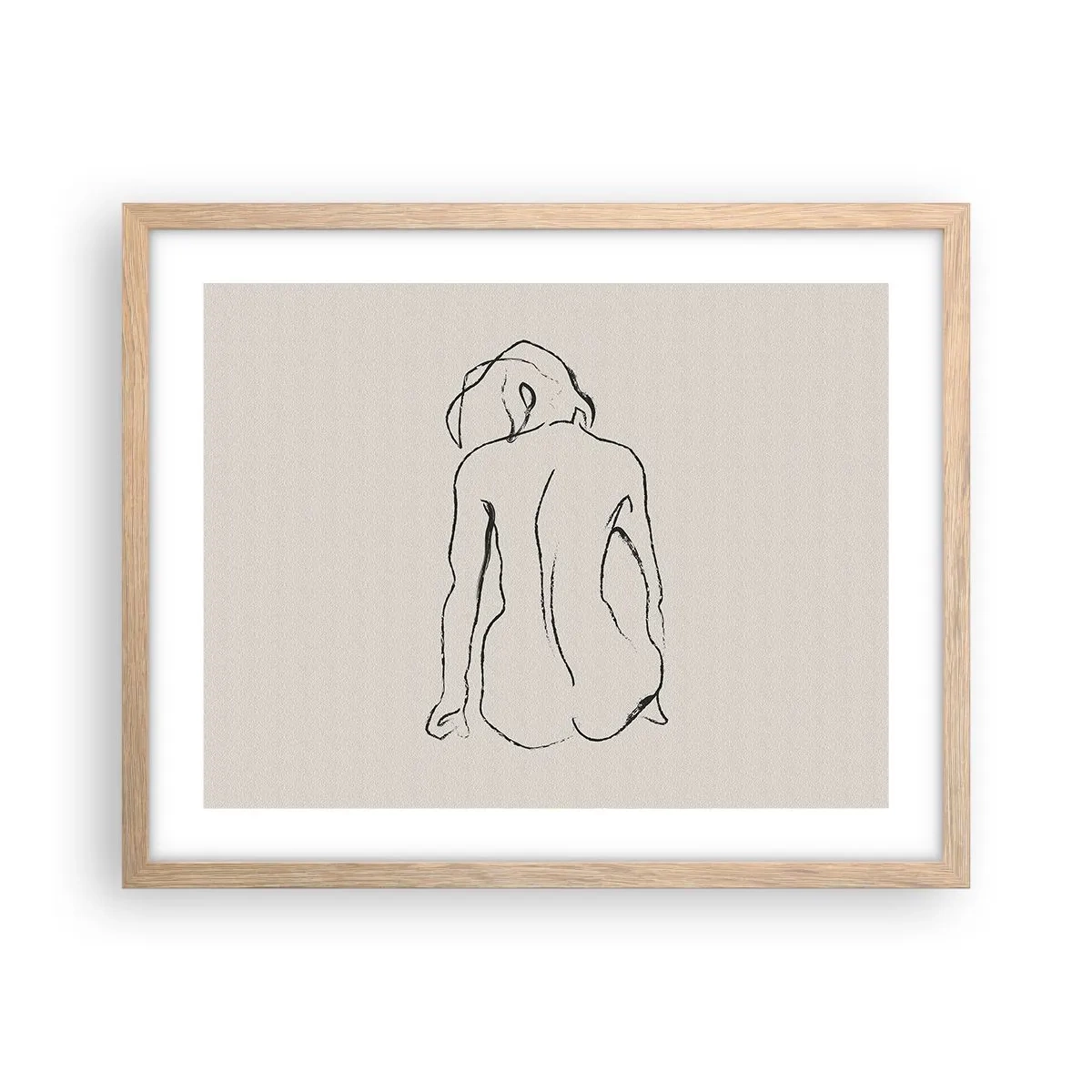 Pôster com moldura de carvalho claro - Nu de rapariga - 50x40 cm