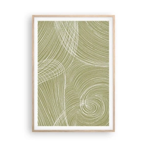 Pôster com moldura de carvalho claro - Abstração intrincada em branco - 70x100 cm