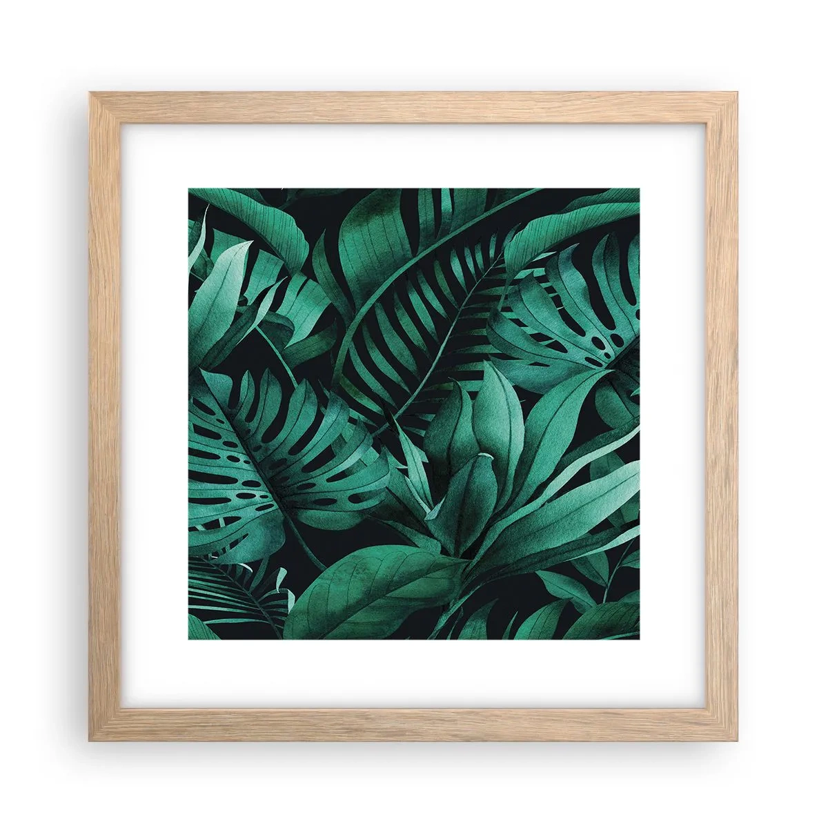 Pôster com moldura de carvalho claro - A profundidade da vegetação tropical - 30x30 cm