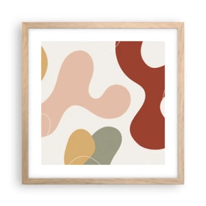 Pôster com moldura de carvalho claro - Ziguezagues ornamentais - 40x40 cm