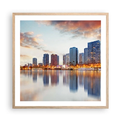 Pôster com moldura de carvalho claro - A tranquilidade monumental de Paris - 60x60 cm