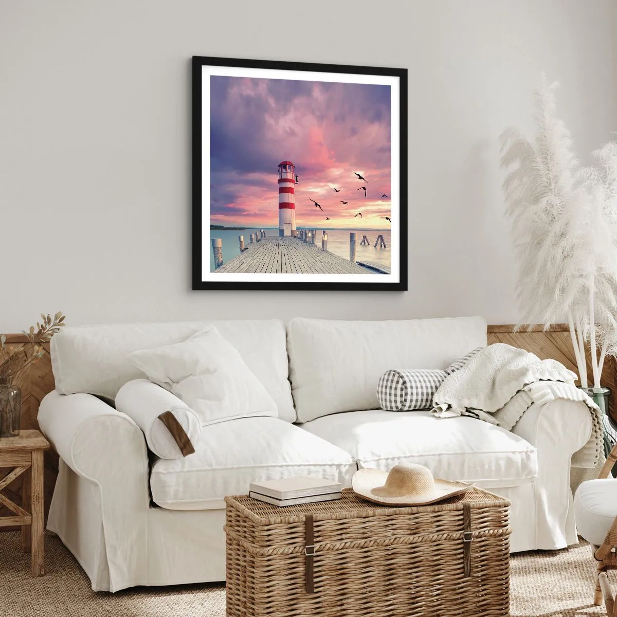 Pôster com moldura preta - Hora de ir ao porto - 50x50 cm