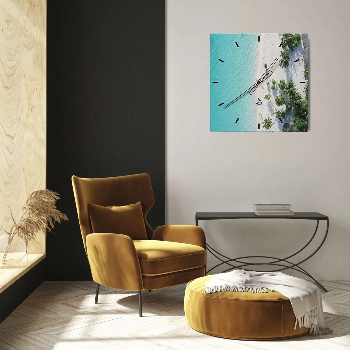 Relógio de parede - Relógio em vidro - Férias no paraíso - 40x40 cm