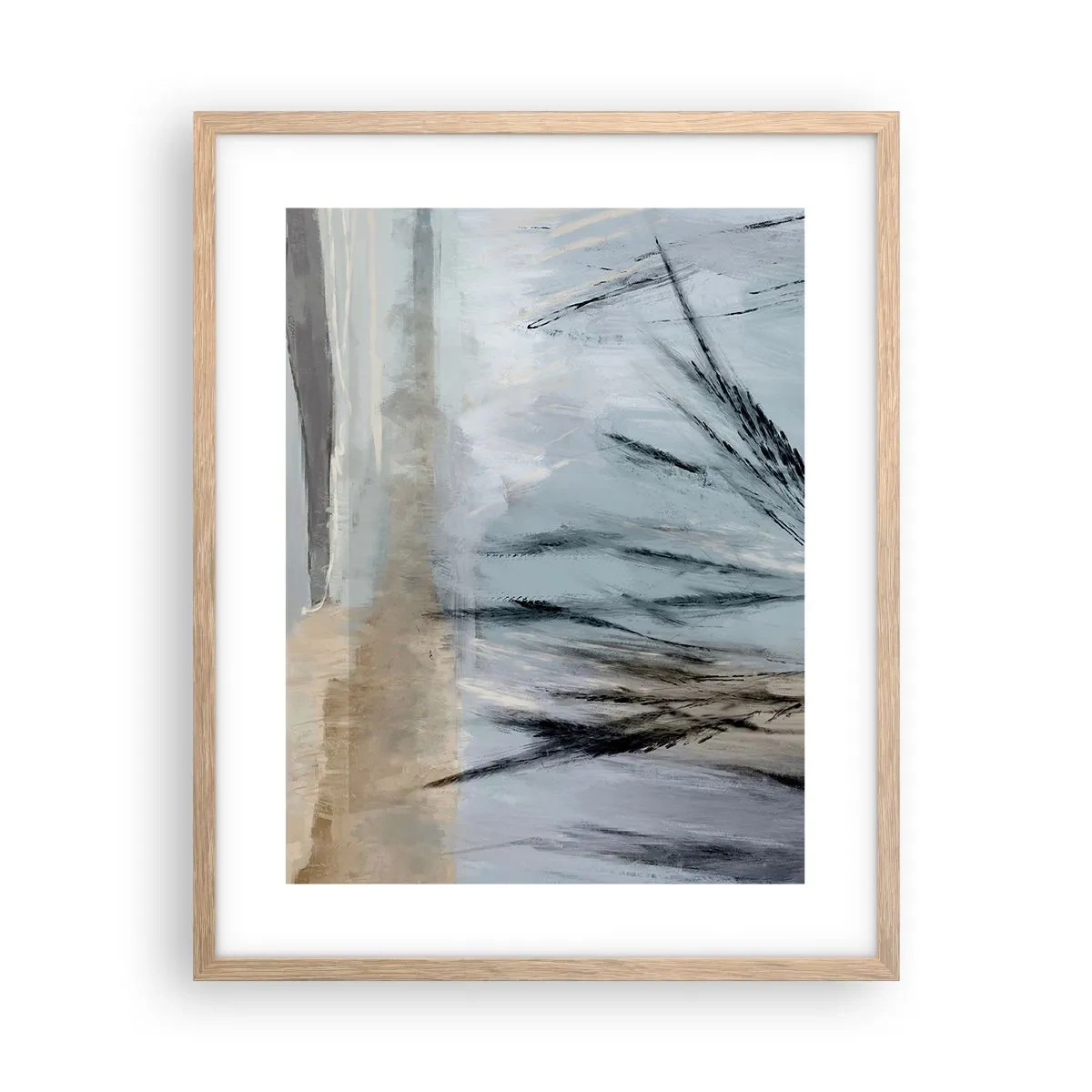 Pôster com moldura de carvalho claro - Campos de inverno - 40x50 cm