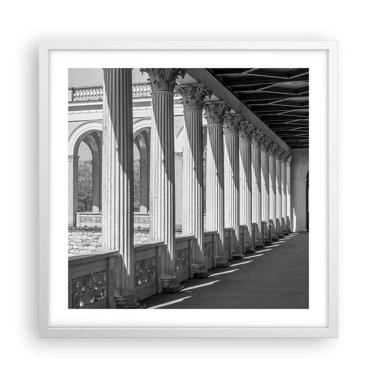 Pôster em moldura branca - Arcada ensolarada - 50x50 cm