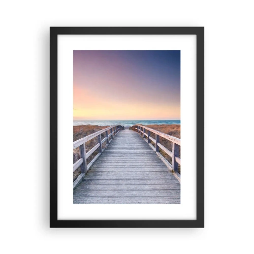 Pôster com moldura preta - Aurora da noite do Báltico - 30x40 cm