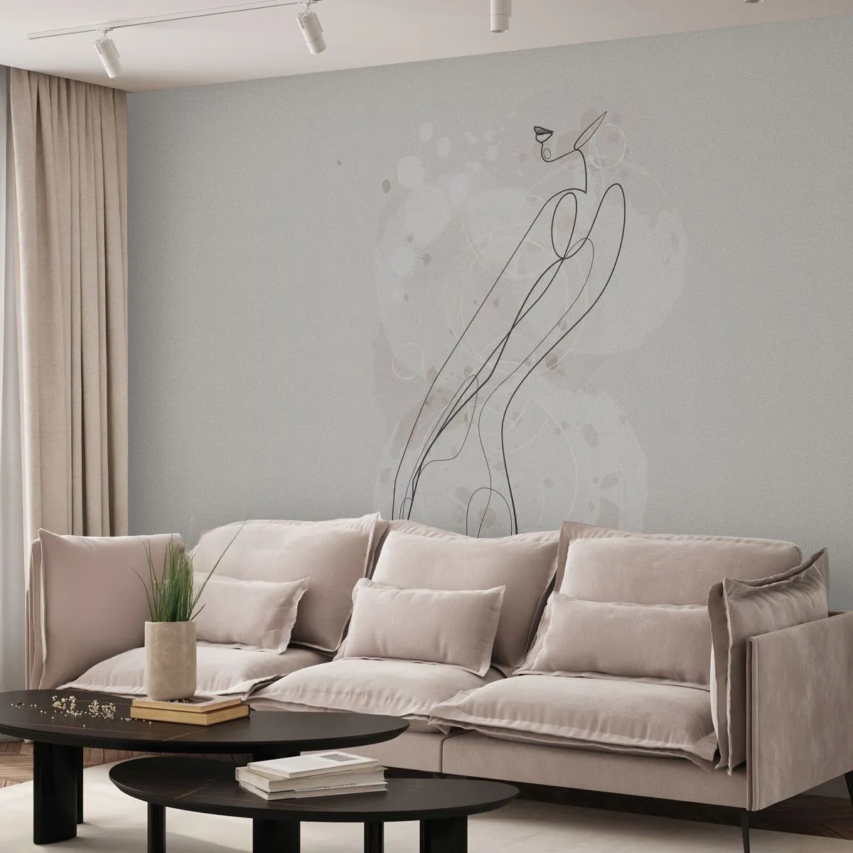 Papel de Parede Premium Sand - Errar o olhar - Gráficos, Linear, Mulheres - 450x315 cm