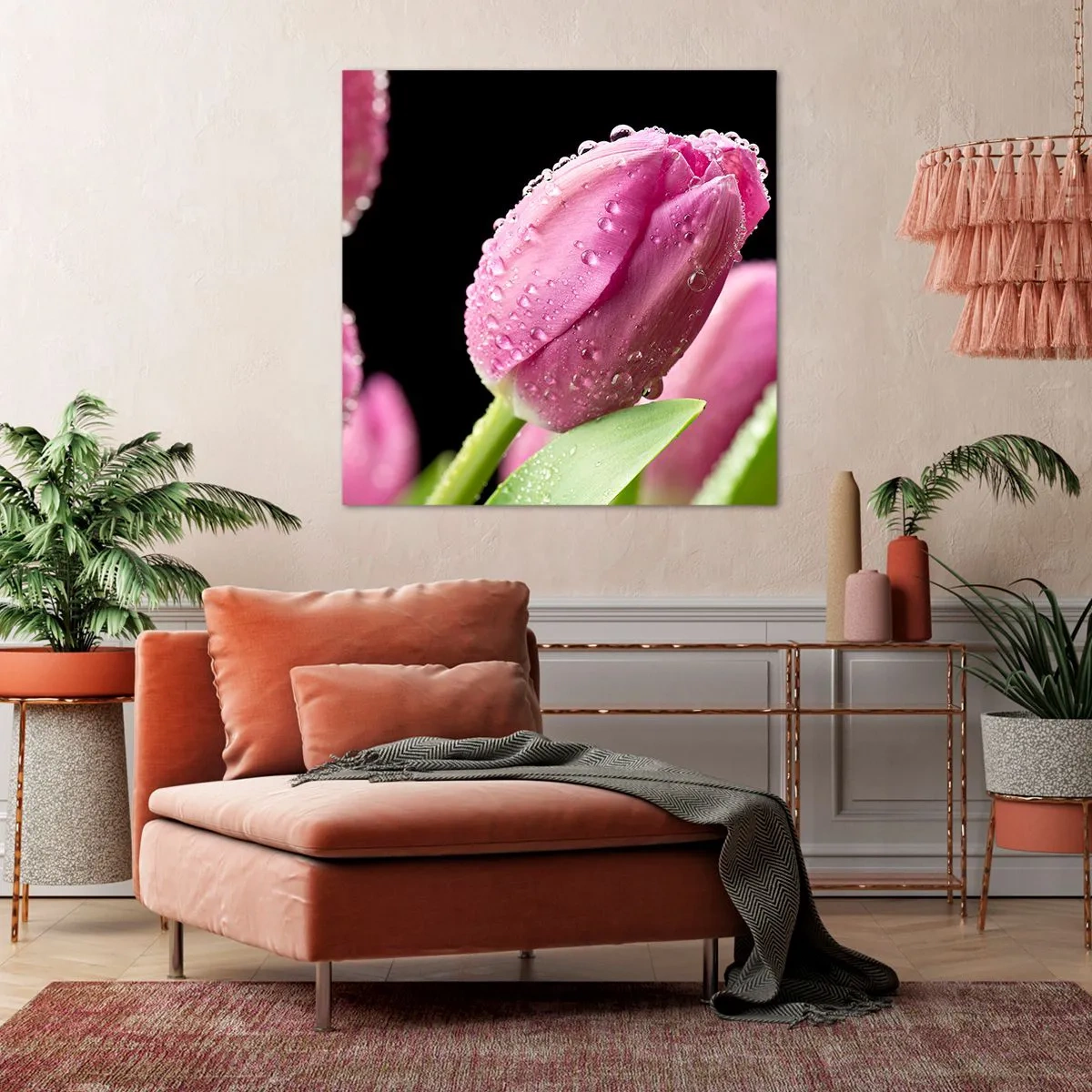 Quadro em tela - Sonho lilás em orvalho - 70x70 cm