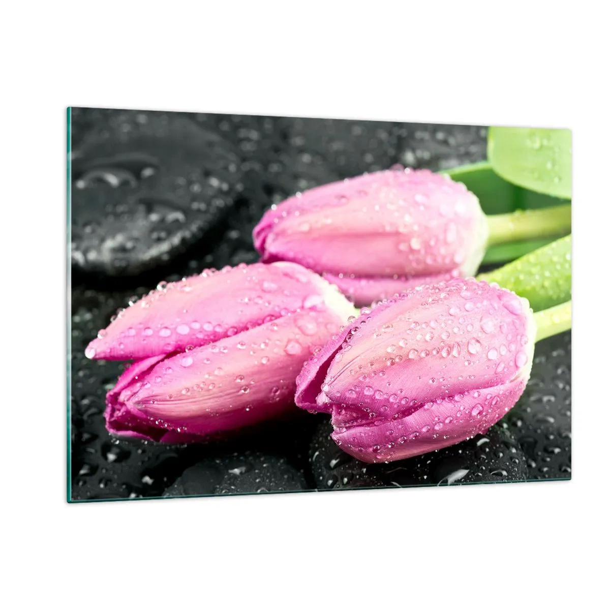 Quadro em vidro - Trio lilás três em pedra - 120x80 cm