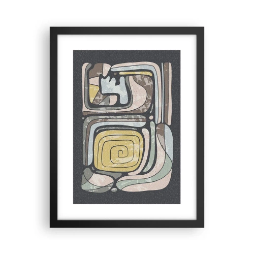Pôster com moldura preta - Abstração no espírito pré-colombiano - 30x40 cm