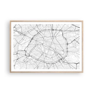 Pôster com moldura de carvalho claro - Flor de Paris - 100x70 cm