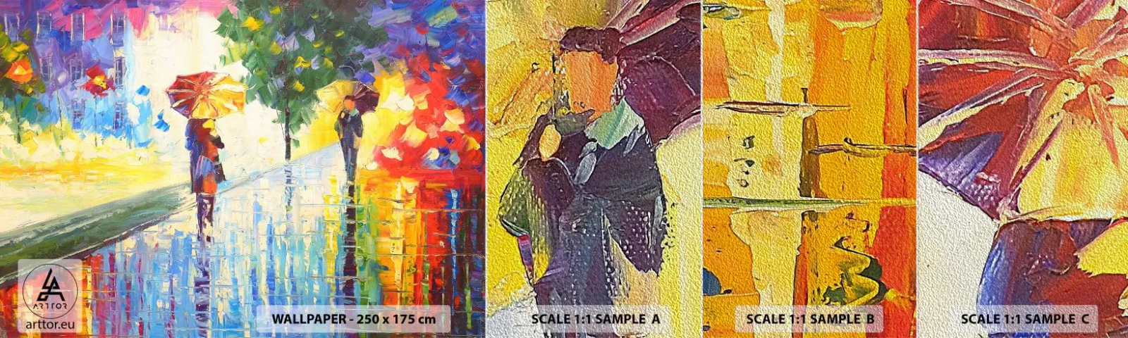 Amostra de papel de parede Premium Sand - E tudo está claro - Avenida Parque, Paisagem, Árvores - 100x30 cm