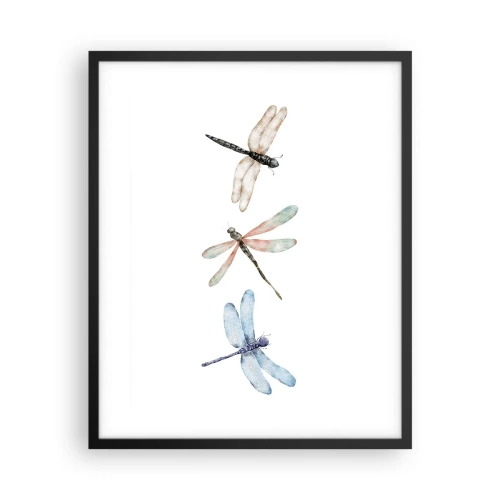 Pôster com moldura preta - Libélulas sem peso - 40x50 cm