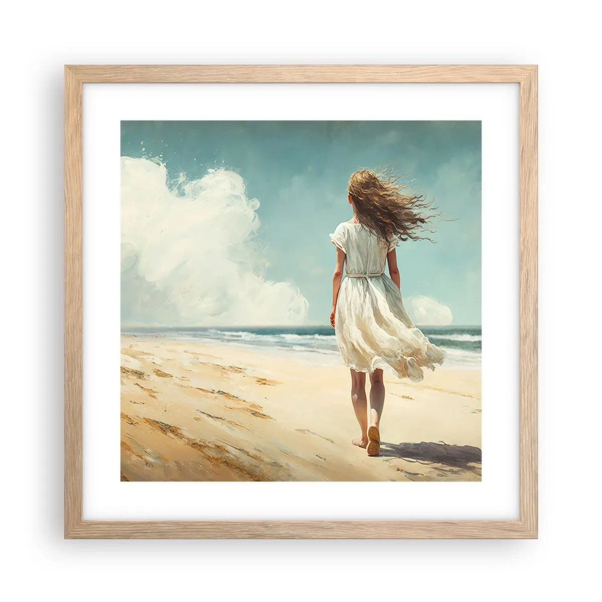 Pôster com moldura de carvalho claro - Para encontrar o sol e o vento - 40x40 cm