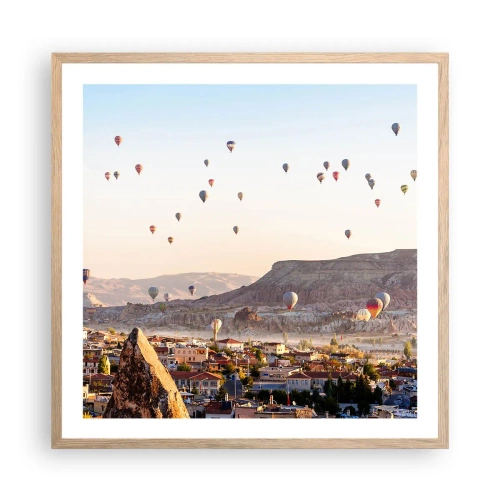 Pôster com moldura de carvalho claro - Como navios no céu - 60x60 cm