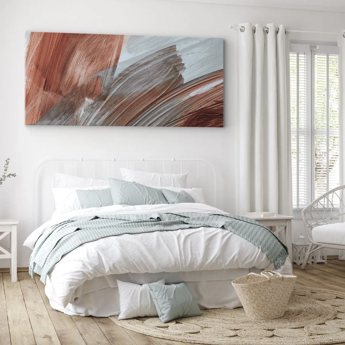 Quadro em tela - Abstração de outono e vento - 100x40 cm