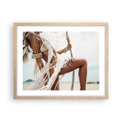 Pôster com moldura de carvalho claro - Sacerdotisa do Sol - 50x40 cm