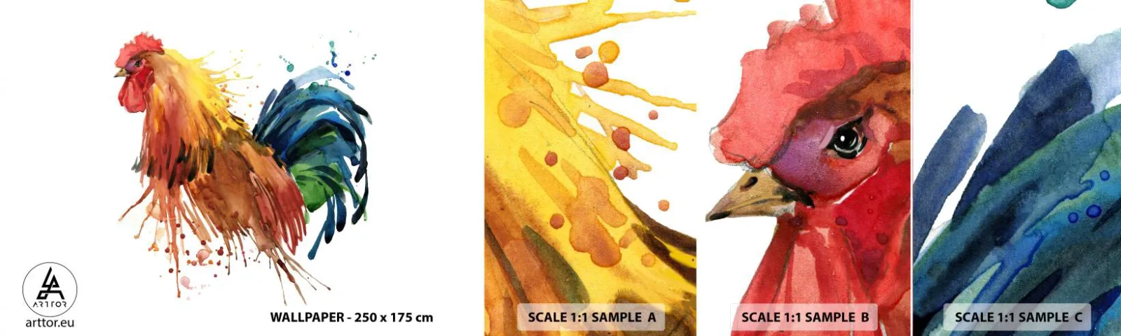 Amostra de papel de parede autocolante Deluxe Sticker - Manto real, orgulho real - Galo, Gráficos, Reprodução - 100x30 cm