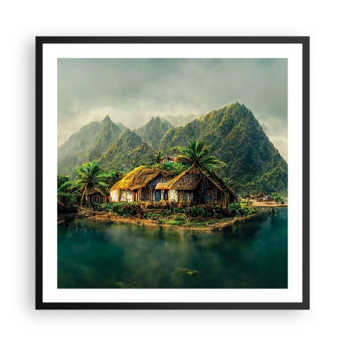 Pôster com moldura preta - Paraíso Tropical - 60x60 cm