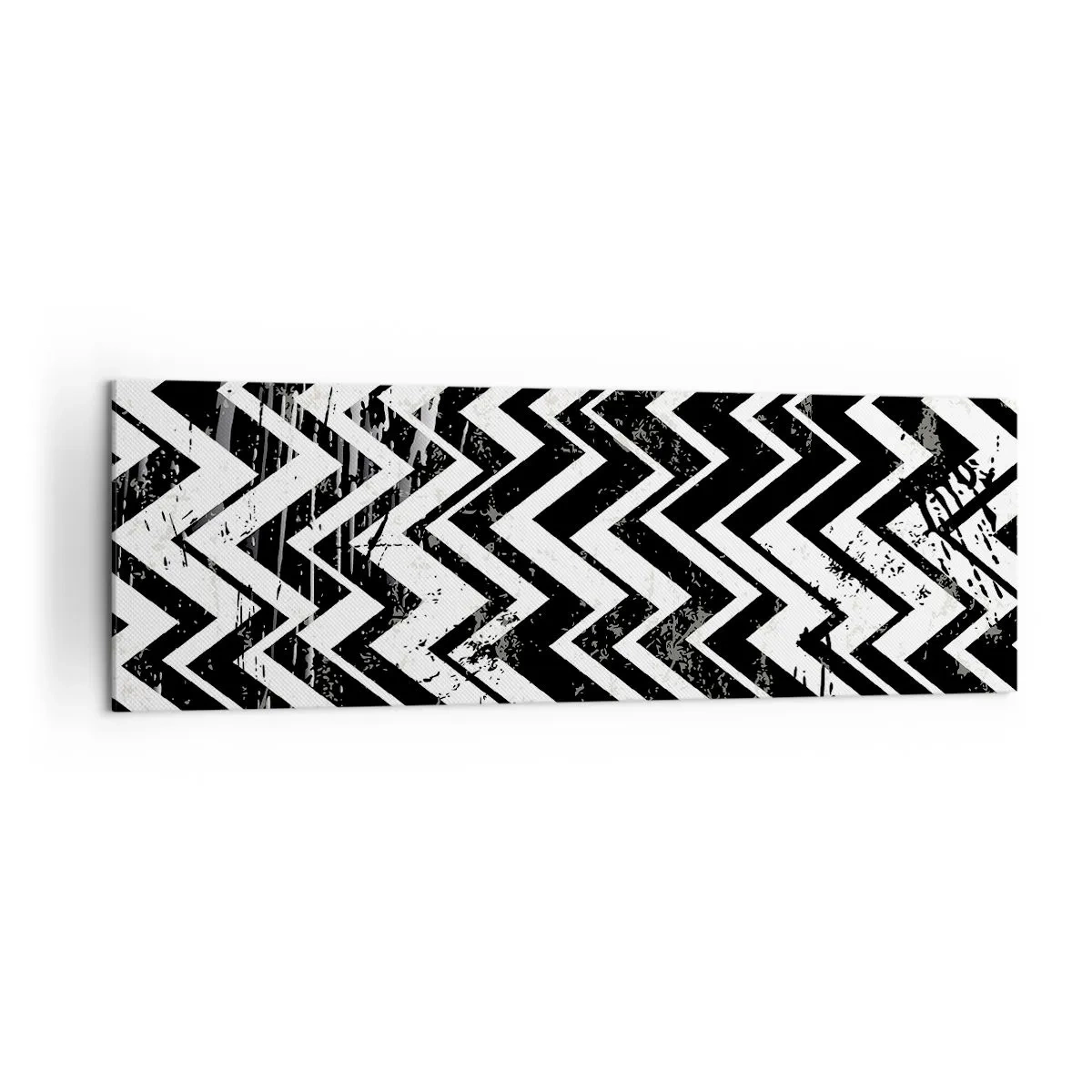 Quadro em tela - Zig-branco, zag-preto - 160x50 cm