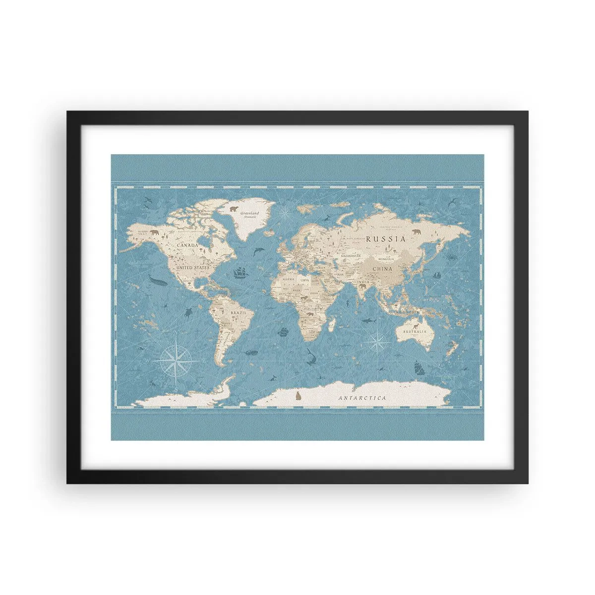 Pôster com moldura preta - O mundo ao seu alcance - 50x40 cm