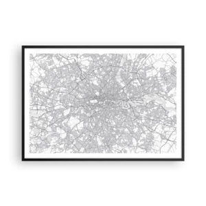 Pôster com moldura preta - Mapa do labirinto de Londres - 100x70 cm