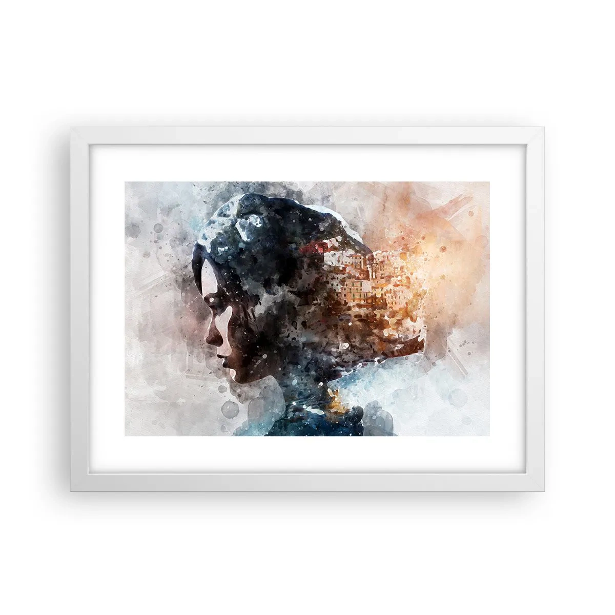 Pôster em moldura branca - Uma história sobre uma menina e uma cidade ao fundo - 40x30 cm