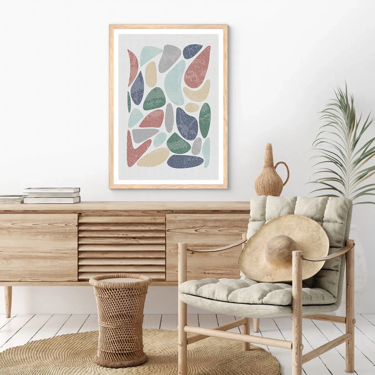 Pôster com moldura de carvalho claro - Um mosaico de cores em pó - 61x91 cm