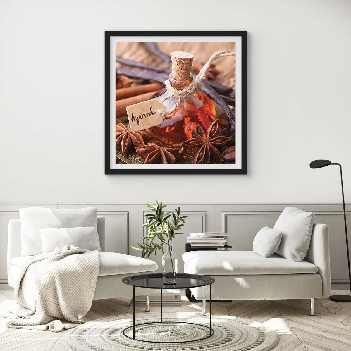 Pôster com moldura preta - Rumo à unidade do corpo e do espírito - 40x40 cm