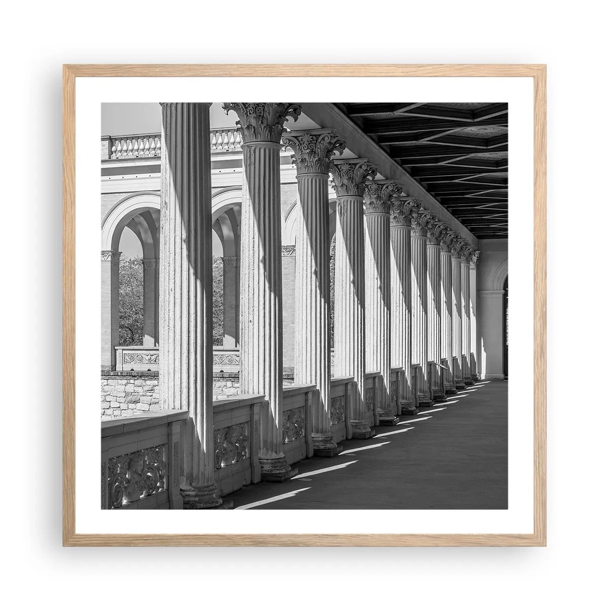 Pôster com moldura de carvalho claro - Arcada ensolarada - 60x60 cm