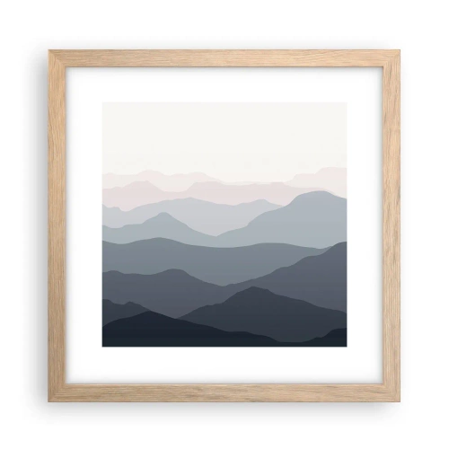 Pôster com moldura de carvalho claro - Ondas de montanha - 30x30 cm