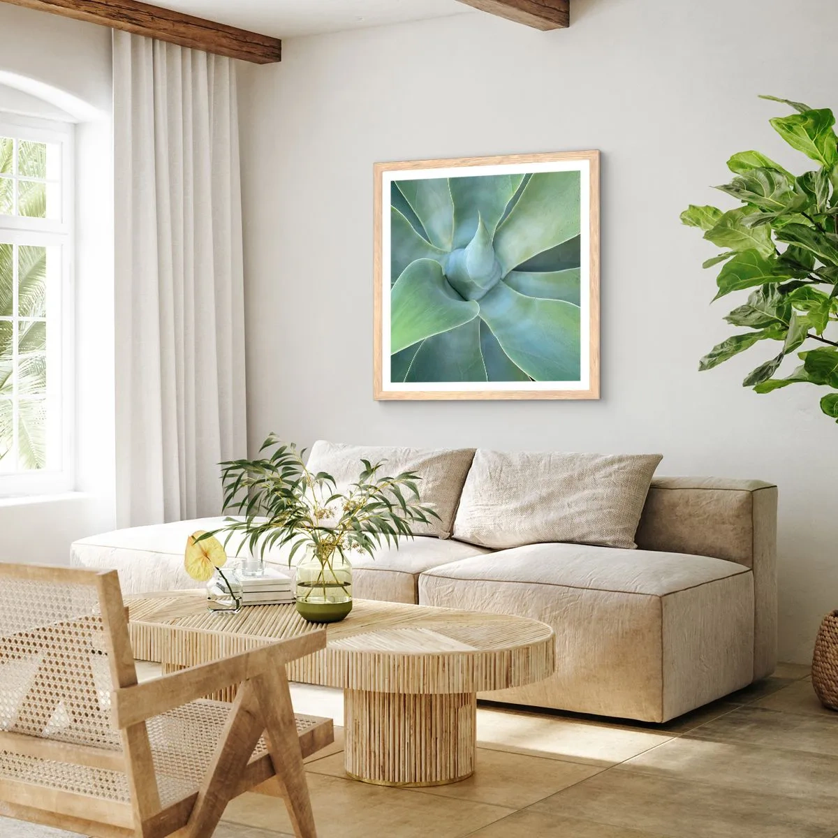 Pôster com moldura de carvalho claro - O nascimento da vegetação - 50x50 cm