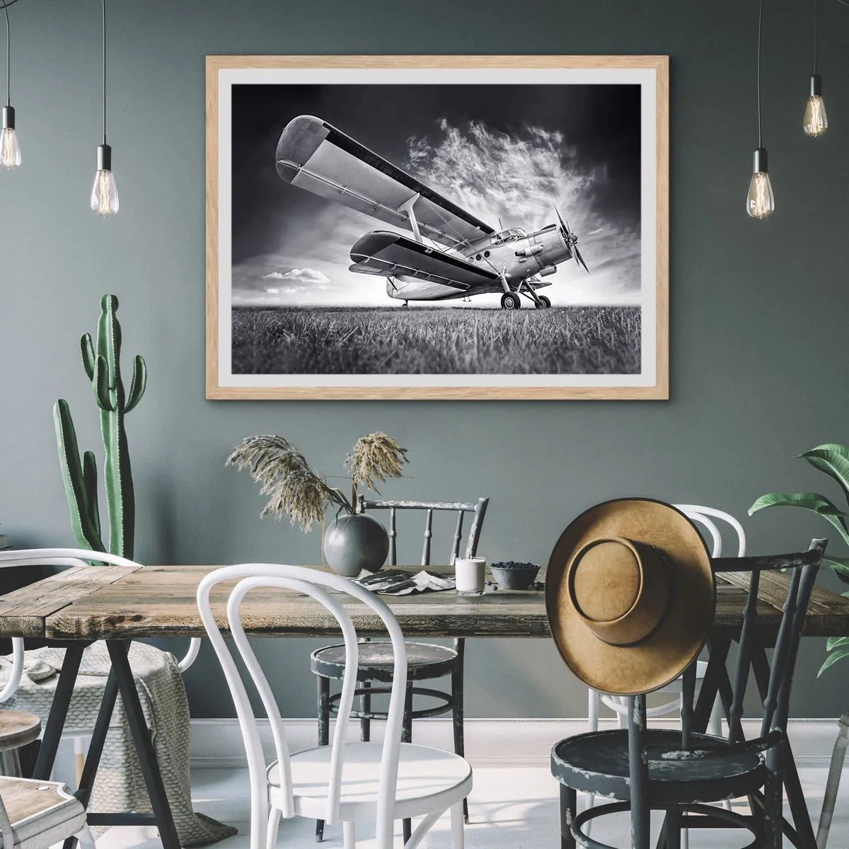 Pôster com moldura de carvalho claro - Andarilho alado - 40x30 cm