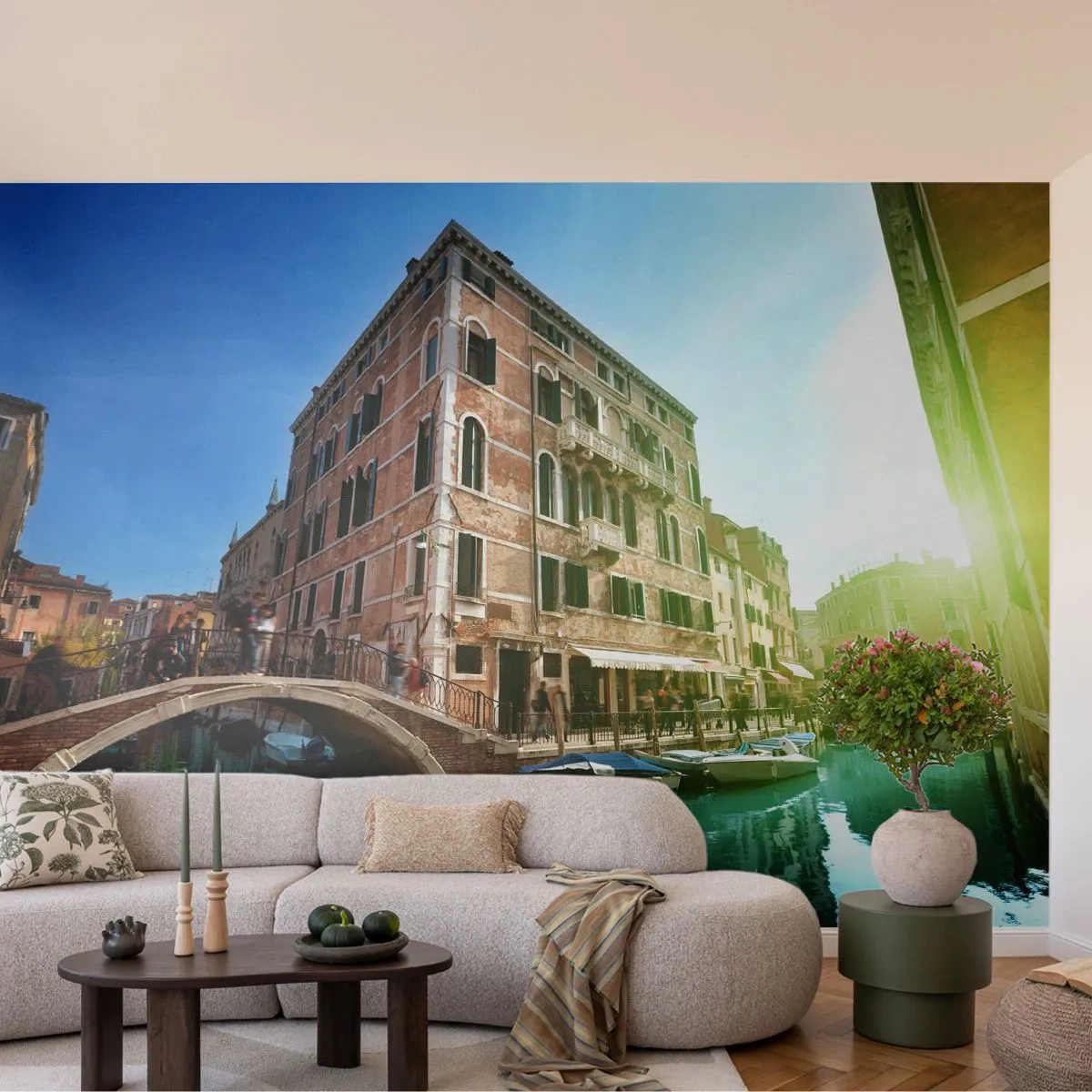 Papel de Parede Autocolante Deluxe Sticker - Veneza - Amore Mio - Cidade, Veneza, Gôndolas - 250x175 cm