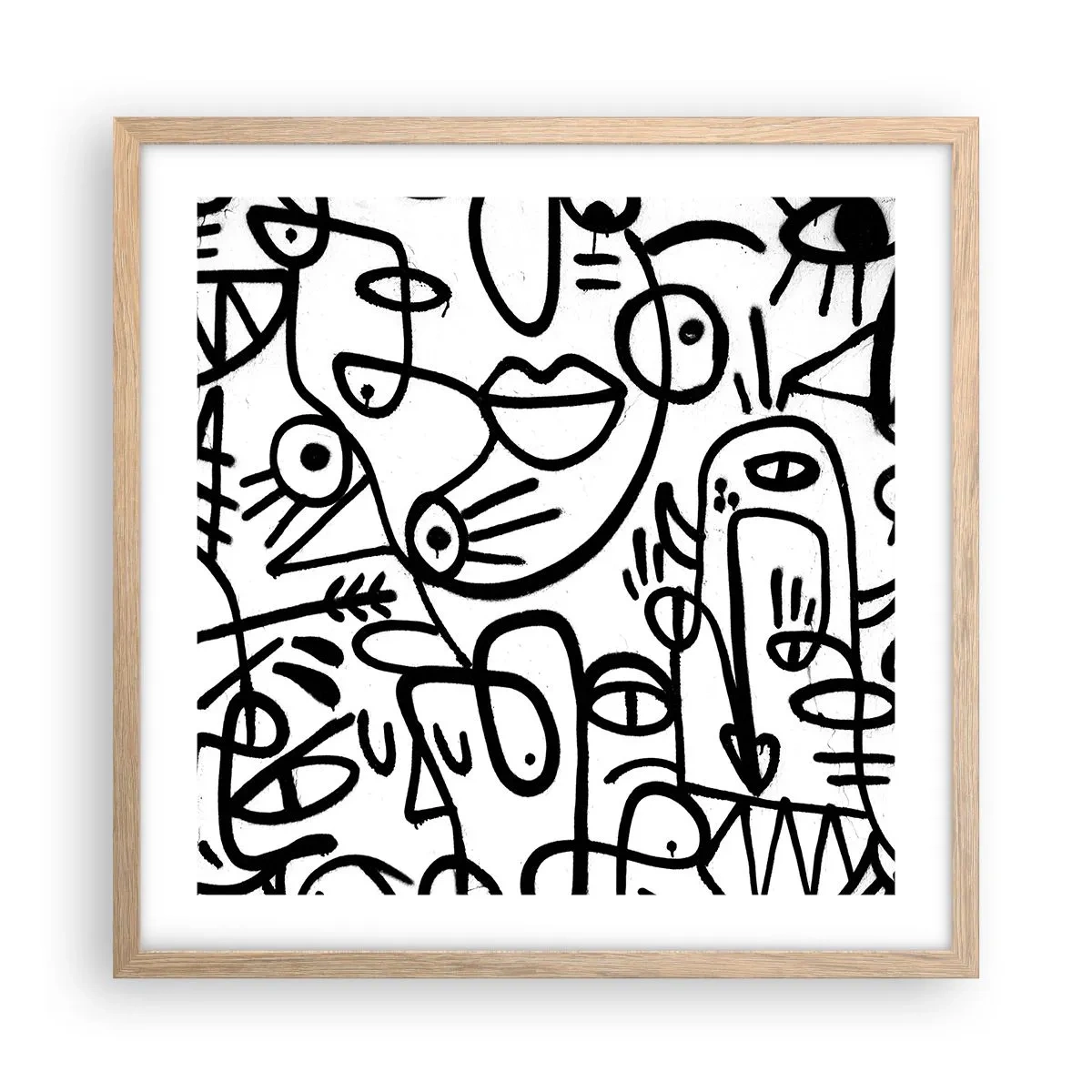 Pôster com moldura de carvalho claro - Rostos e miragens - 50x50 cm